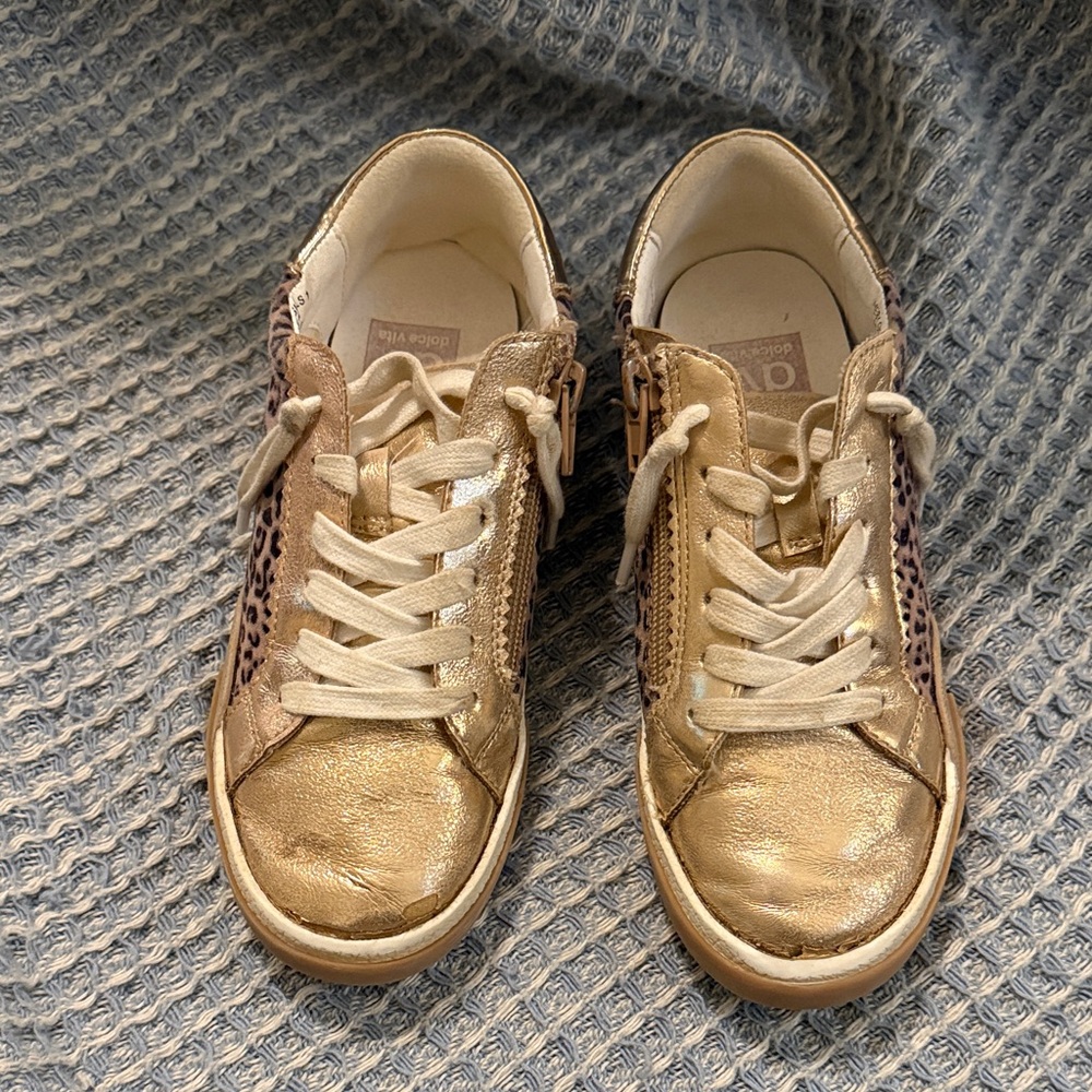 DV by Dolce Vita Gold and Leopard Kids Sneakers